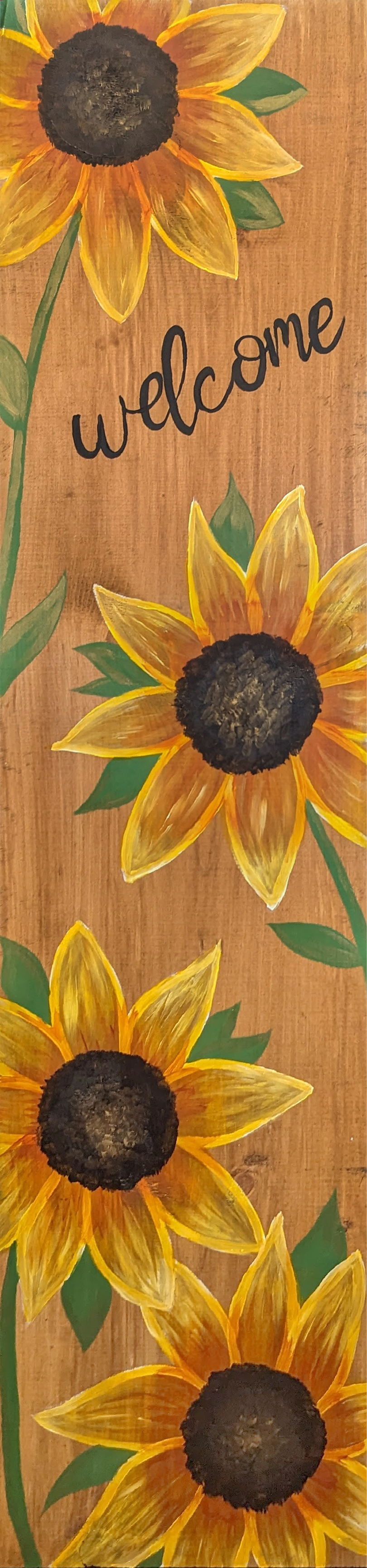 Sunny Sunflower - Wood Porch Leaner